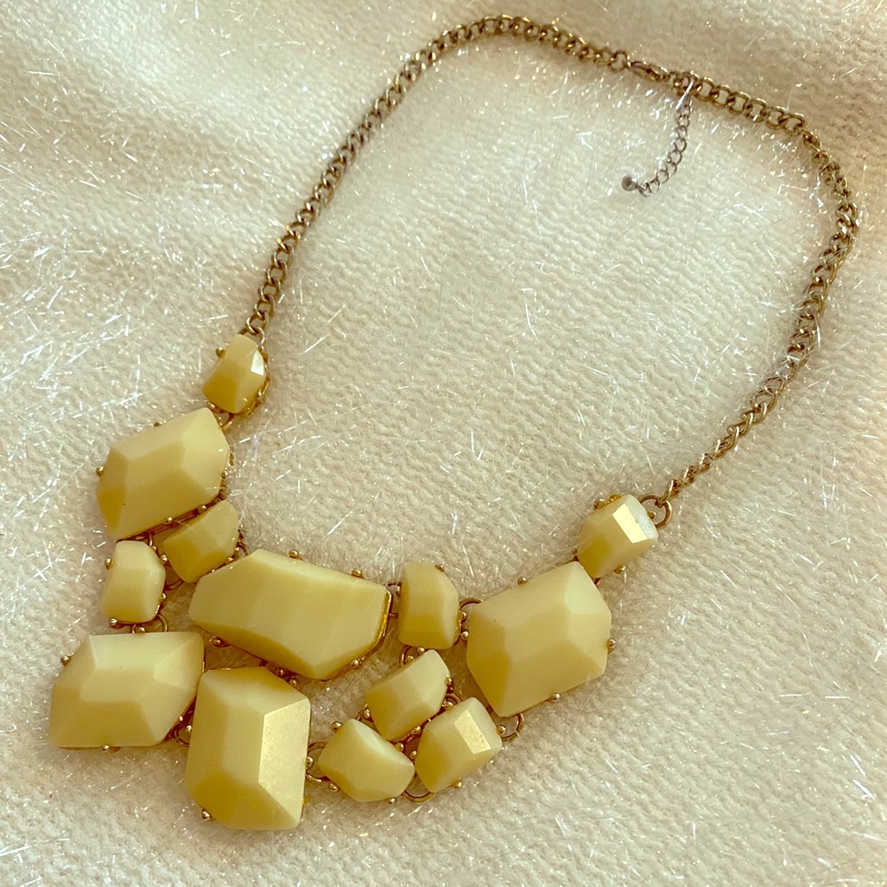 Gold and Cream Abstract Necklace